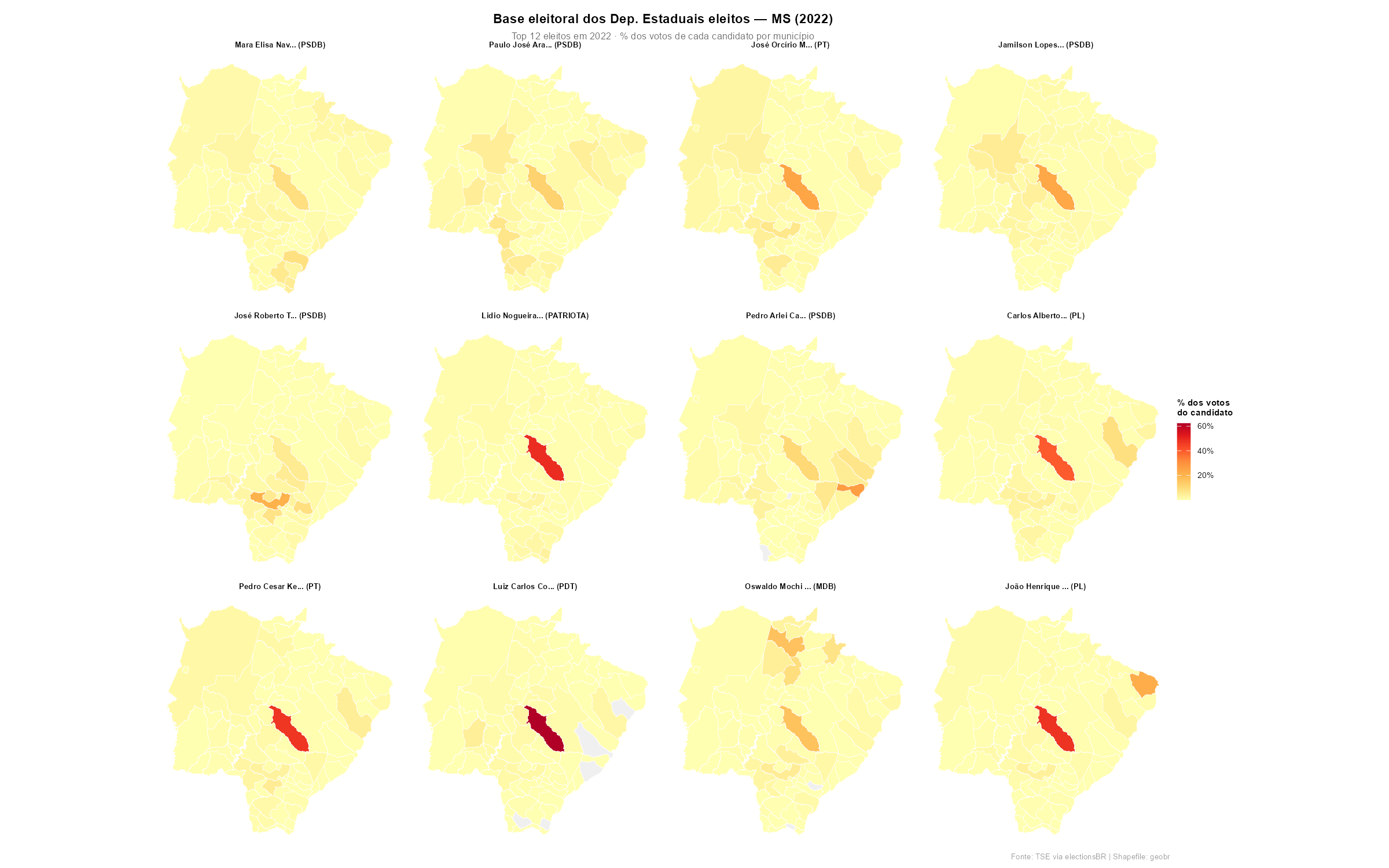 Base eleitoral dos Dep. Estaduais eleitos — MS (2022)