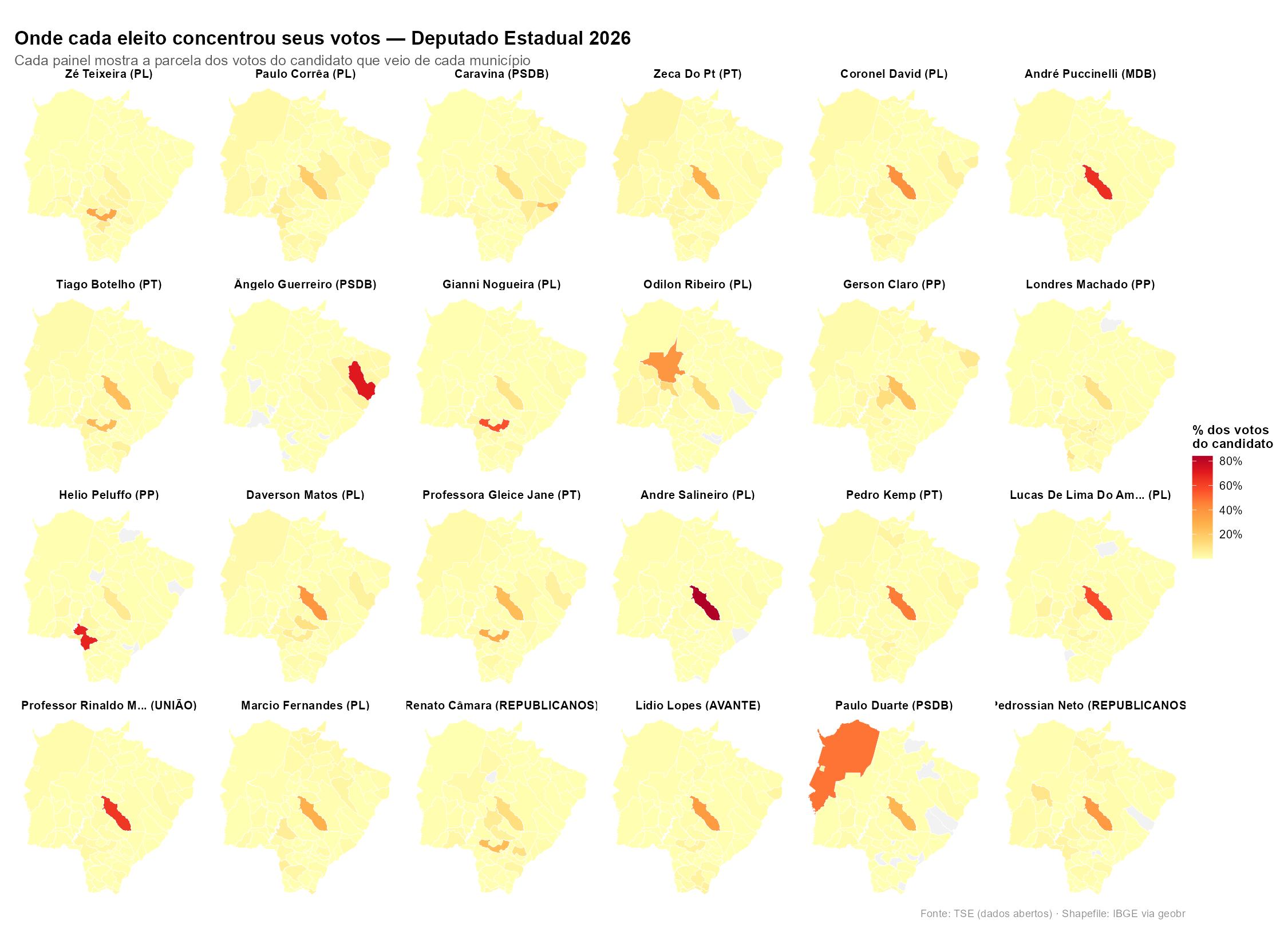 Base eleitoral dos deputados estaduais eleitos em 2026